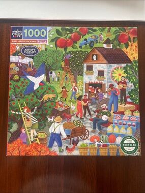 Eeboo 1000-Piece Fall Apple Picking Puzzle - Colorful Harvest Scene